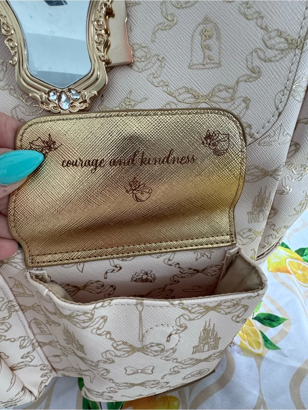 Bath & Body Works Cream & Gold Disney Princess Backpack Tote